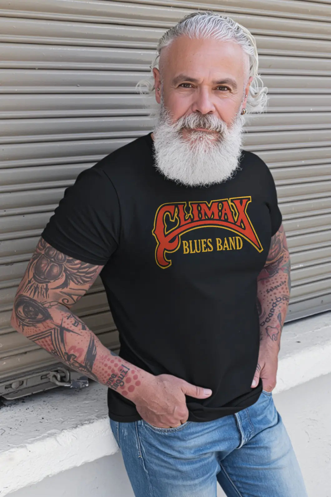 CLIMAX BLUES BAND LOGO TEE RED GOLD